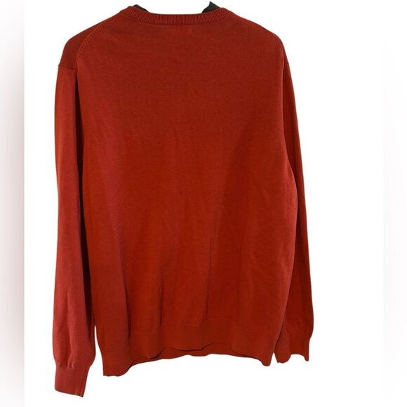 New Izod Burnt Orange Pullover V-neck Sweater Soft Stretch Business Casual XL - Picture 2 of 9